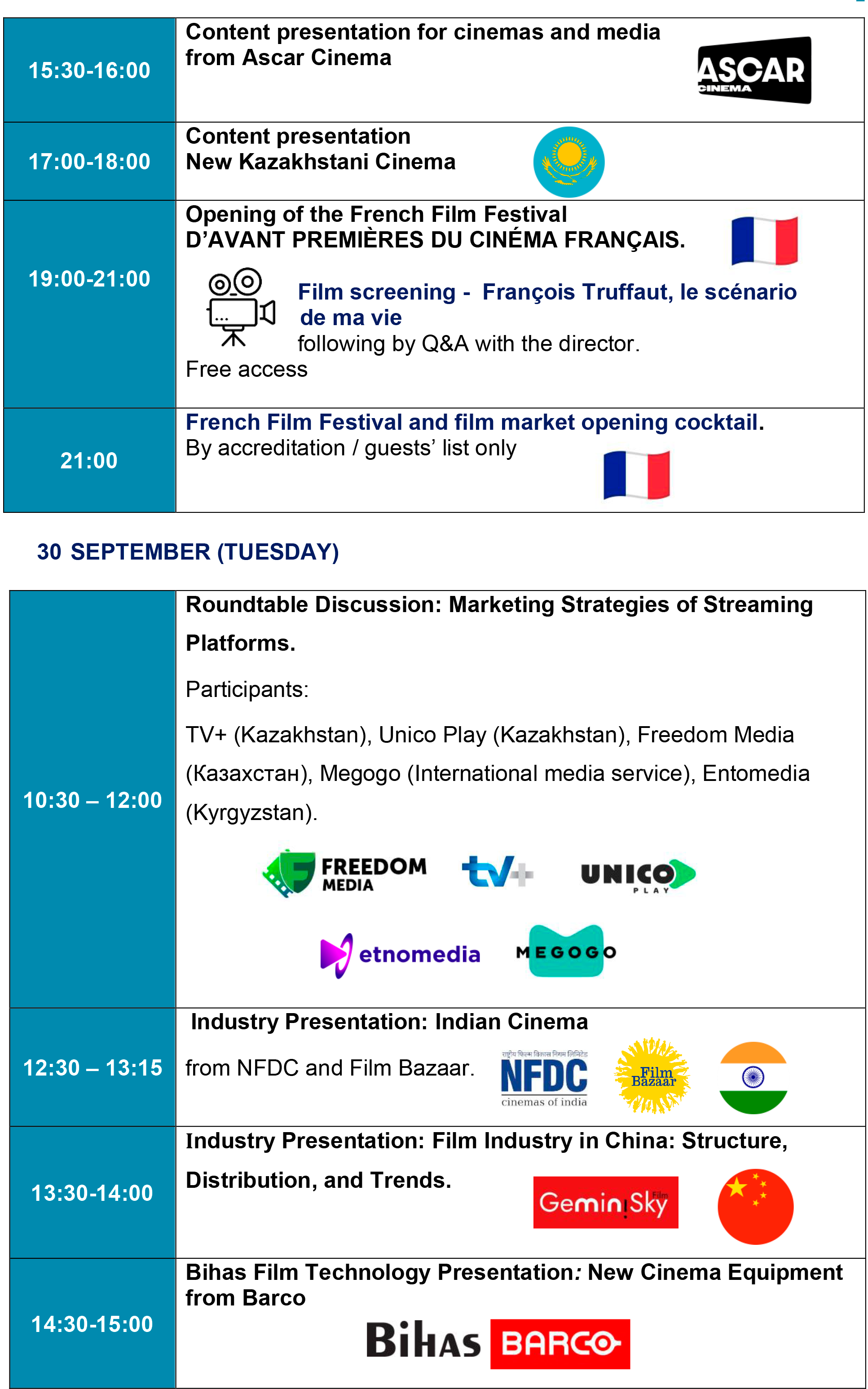 Schedule Eurasian Film Market 2025