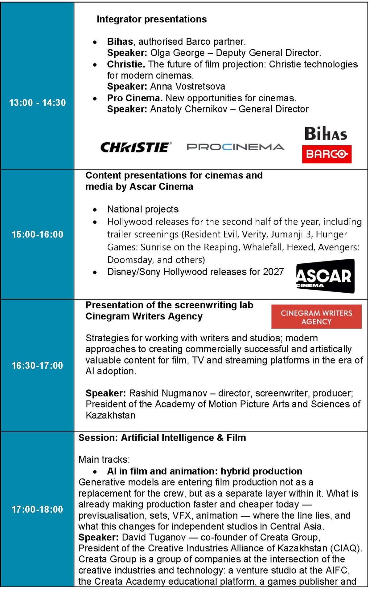Business program schedule