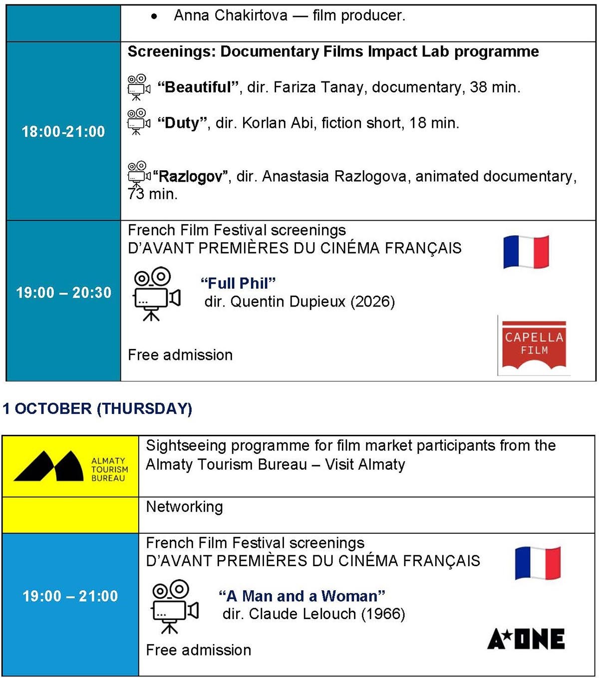 Business program schedule